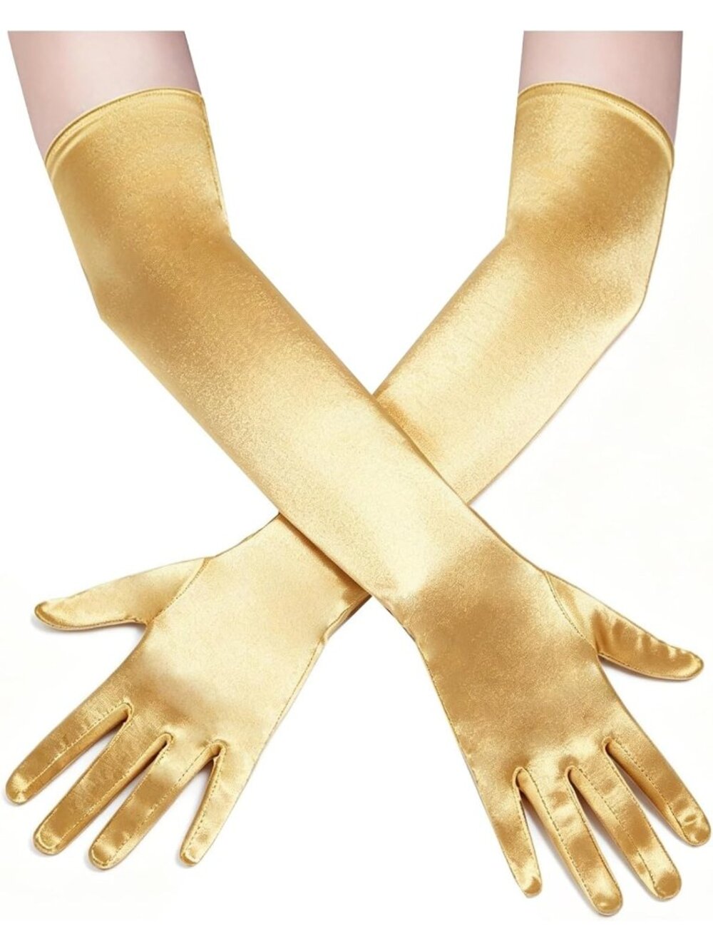 Women's Gold 1920s Elbow Length Satin Wedding Cosplay Flapper Opera Gloves